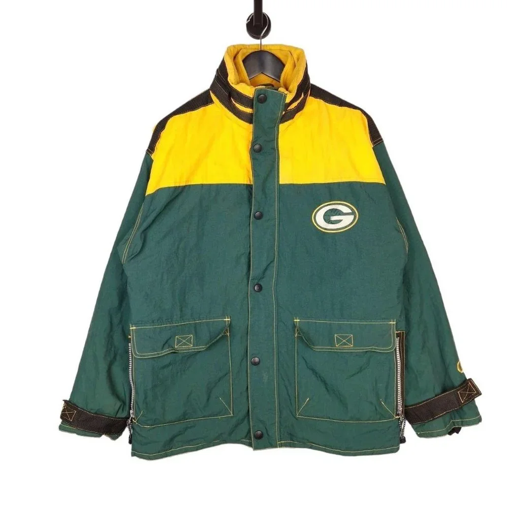 90's Champion NBA Green Bay Packers Fleece Lined Jacket Size Large - Picture 1 of 6